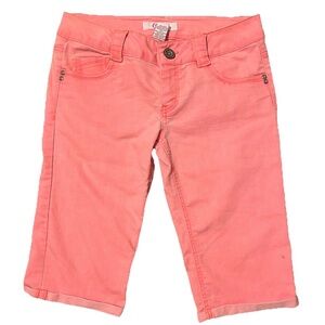 Vintage Candie's Neon Coral Denim Jean Capri Shorts Size 7 NWOT
